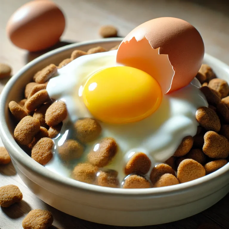 Cracked Raw Egg Over Dog Food